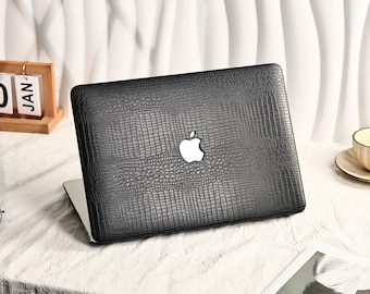 Black Crocodile Leather Macbook Case Soft Laptop Case for Macbook Air13/15/11 Pro14/13/15/16 2020 2021 M2 M4 M5 2023 2024 2025 Macbook Cover