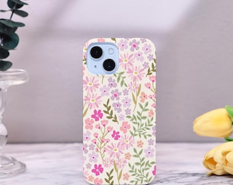 Crèmeroze bloemen iPhonehoesje Slank/sterk mat of glanzend iPhone 16e iPhone 16 15 14 13 12 11 X XS XR Pro Max Plus SE telefoonhoesje