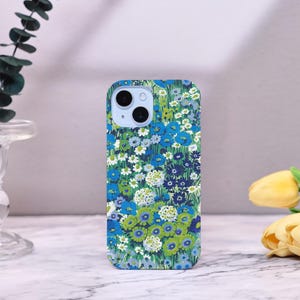 Blue Floral iPhone Case for iPhone 16e iPhone 16 15 14 13 12 11 Pro Max Plus Mini SE 2020 iPhone Cover Matte or Glossy Slim/Tough Cover