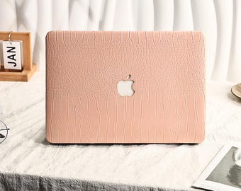 Black Crocodile Texture Leather MacBook Case for M4 Air 13 A3240