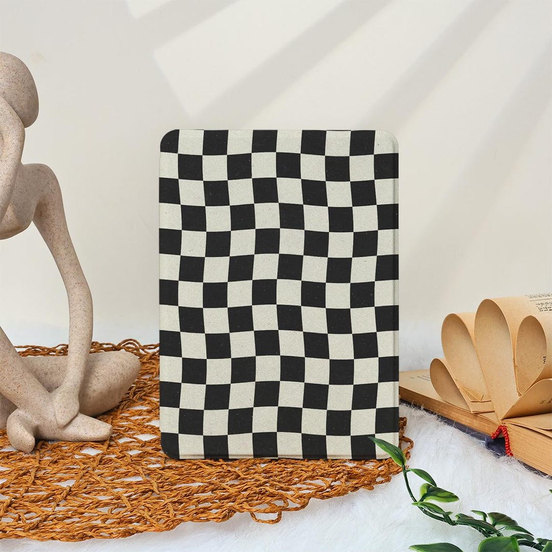 Black and White Checkerboard Kindle Case With Hand Strap Kindle ...