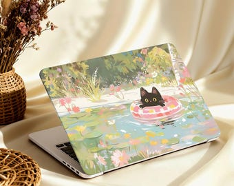 The Swimming Cat Hard Protective Macbook Case Cover for MacBook 2025 Air 15/13 Inch M4 M3 M2 M1, MacBook Pro 13/14/16 inch 2020-2024 Case