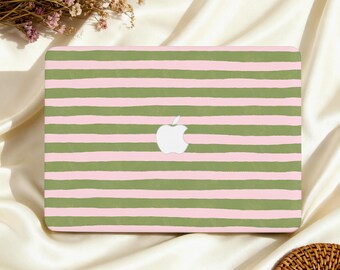 Pink and Green Stripes MacBook Case Laptop Case Sleeves MacBook 2025 Air 15/13 Pro 13/14/15/16, M4 M3 M2, 2024 MacBook Protective Case Cover
