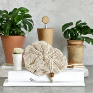 Natural Ramie Plant Fiber Gentle Exfoliating | Reusable Green EcoFriendly Zero‑Waste Spa Gift | Loofah Bath Sponge Shower Pouf Body Scrubber