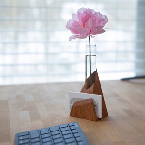 Elegante accesorio de escritorio: portatarjetas de presentación y florero, regalo de oficina perfecto, decoración de cubículos, decoración de oficina, decoración de escritorio