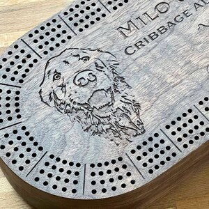 Plateau de cribbage personnalisé de race de chien - Ensemble de jeu tout-en-un haut de gamme pour les amoureux des chiens - Ensemble de cribbage personnalisable pour 4 joueurs