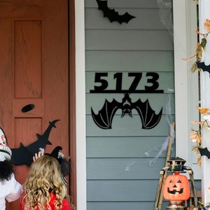 Bat Halloween Metal Address Sign: Personalized Home Decor