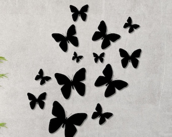 Arte de pared de metal con mariposas: Letrero decorativo personalizado para el hogar