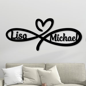 Customized Metal Love Sign, Personalized Metal Heart and Infinity Sign, Wedding Gift, Personalized Couple Name Sign, Housewarming Gift