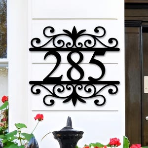 Custom Metal House Number Sign: Scroll Address Plaque