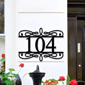 Custom Metal House Number Sign: Scroll Address Plaque