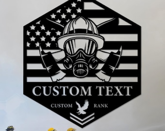 Letrero metálico con monograma de bombero: regalo personalizado de jubilación para bomberos