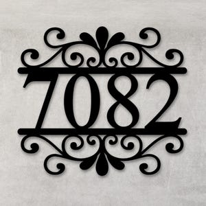 Custom Metal House Number Sign: Scroll Address Plaque