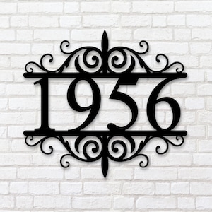 Custom Metal House Number Sign: Scroll Address Plaque