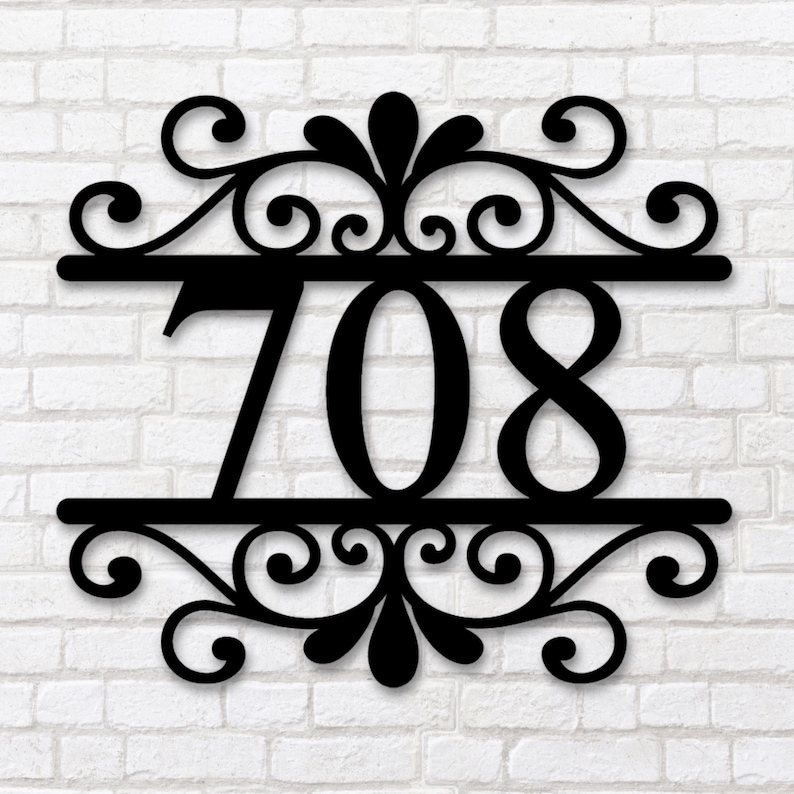 Custom Metal Address Sign: Scroll House Number - Etsy