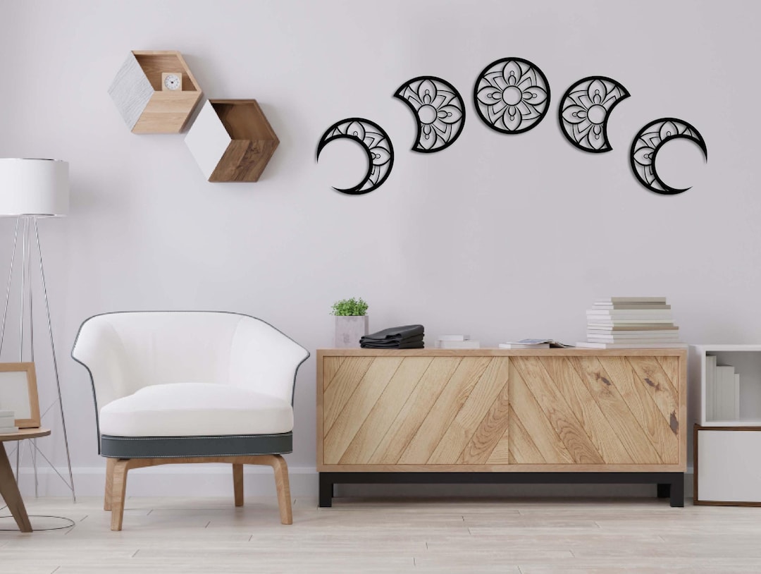 Floral Moon Phase Metal Wall Art: Custom Home Decor Sign - Etsy