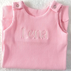 Embroidered Personalised Baby Dungarees- Custom Baby Name Overalls- Newborn Sleeveless Cotton Jumpsuit- Personal Baby Gifts- Luxury Bodysuit
