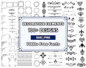 Dekorative Elemente svg, Ornamente svg, Schnörkel svg, Swirls svg, Text Divider svg, Vintage, Hochzeit svg, Instant Download.