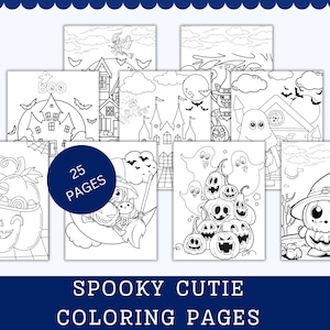 Spooky Cutie Coloring Pages- 25 Cozy and Comfy Cute Halloween Coloring Ghosts Pages Printable Activity for Kids Instant Digital Download PDF