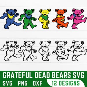 Bear Dancing SVG, Grateful Dead SVG Bundle, Grateful Dead Png, Cricut, Clipart, Silhouette, Grateful Dead Cricut Shirt, Sublimation, Eps
