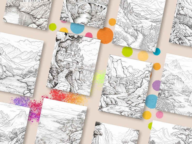 75 Landscape Coloring Pages for Kids Printable, Relaxing View, Nature ...