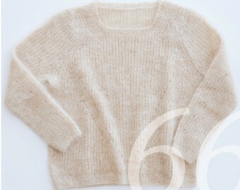 Strickanleitung Halbpatent Pullover aus Mohair. Sehr leichter Damenpullover Patentmuster mit schrägen Versatz. s, m und l. In Deutsch