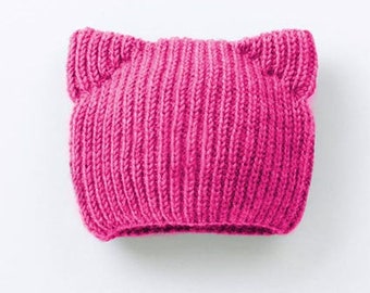 Pussyhat knitting instructions, fundraiser for a refugee aid organization, do it yourself and help, knitting school. Very easy in German