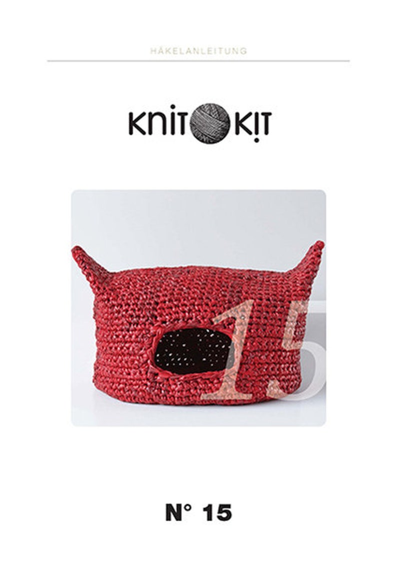 Katzenhöhle Häkelanleitung aus Stoff oder Textilgarn. Ein gemütliches Katzenbett für Deinen Liebling selber häkeln. In Deutsch Bild 2