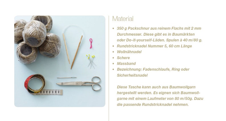 Strickanleitung für eine Netztasche aus Packschnur oder Baumwolle. Eine Tasche selber stricken. Eine Anleitung in Deutsch Bild 4