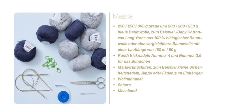 Strickanleitung für einen Herrenpullover aus Bio Baumwolle in einem feinen, zweifarbigen Muster Streifen In den Grössen s bis l in Deutsch Bild 4