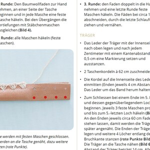 Crochet instructions for a patchwork bag made of vegetable tanned leather. A large bag with a modern vintage look. In German image 4