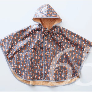 Cartamodello per poncho antipioggia e istruzioni di cucito per bambini. Impermeabile nella taglia 104/116/126 in tedesco
