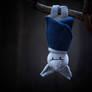 Sleeping Bat knitting pattern. Knitted kids toy instruction. Make your own stuffed amirugumi animal with this tutorial image 4