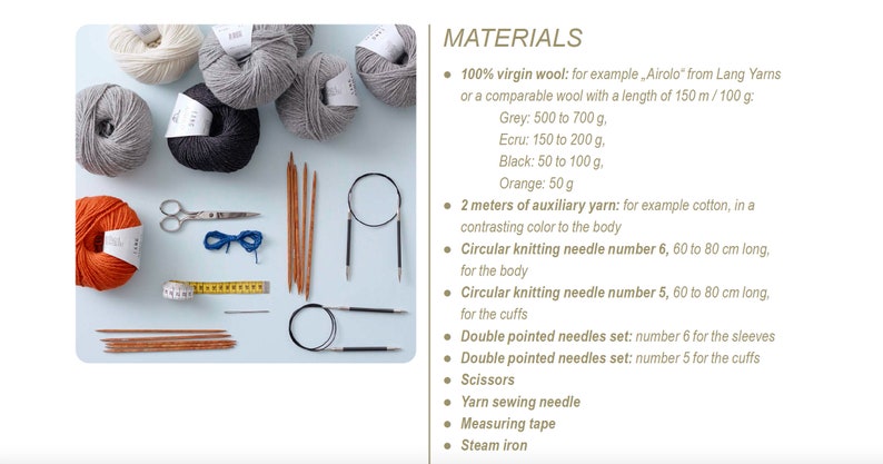 Materials you need to knit a nordic jumper