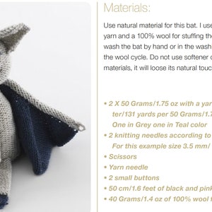 Materials you need to knit a bat