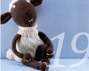 Knitting pattern for a black sheep doll. PDF tutorial softie lamp, shaun toy instructions for kids and babies. In English