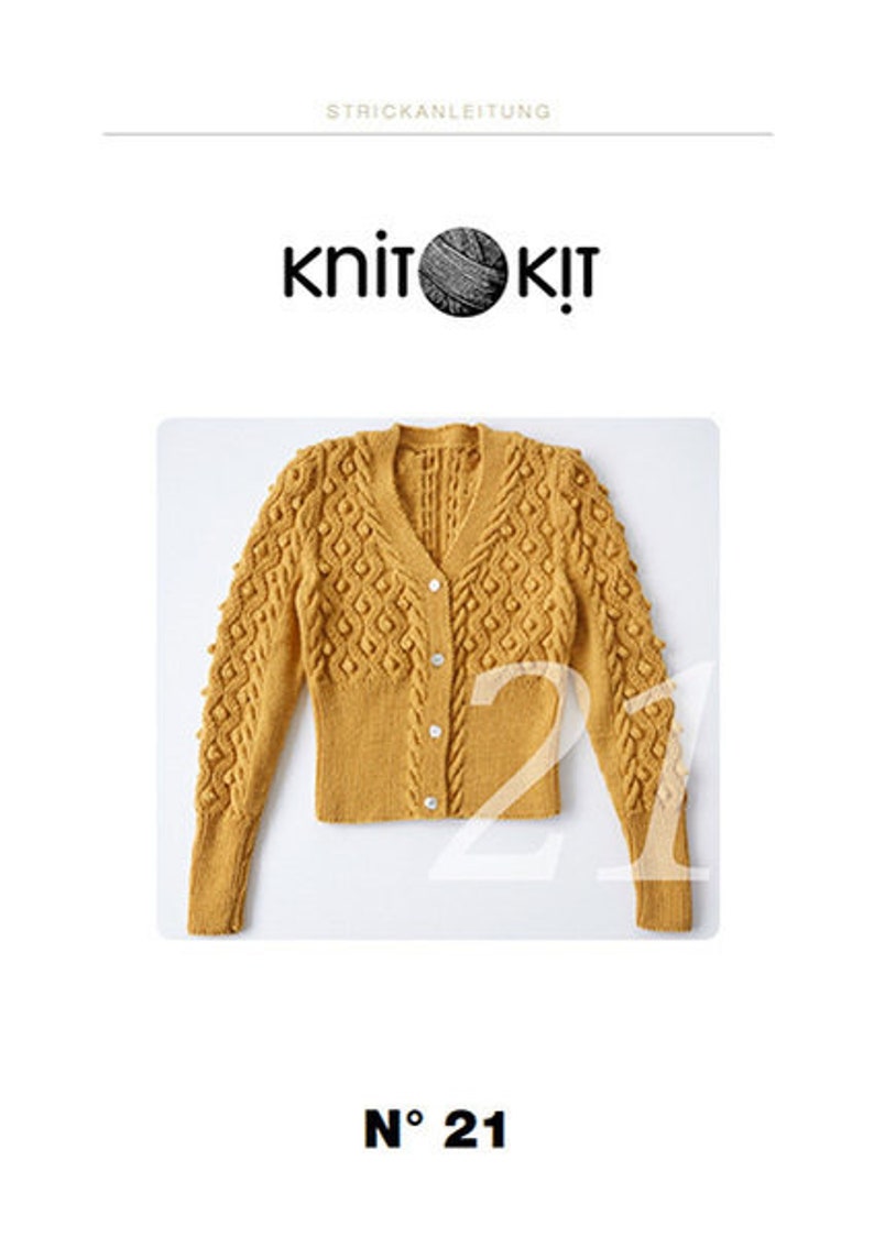 Traditional jacket knitting instructions. A cardigan in a traditional look with a cable pattern and a knob pattern. In German. image 7