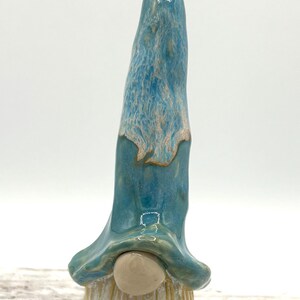 Handmade Pottery Garden Gnome, Blue Swirl Glaze, One of a Kind