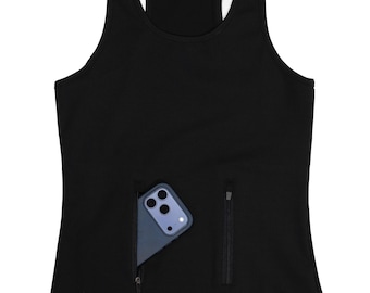 Camiseta de viaje con bolsillos ocultos con cremallera - Cuello redondo antirrobo para mujer