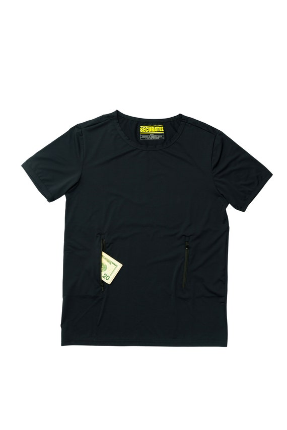 Hidden Zippered Pockets ANTI-THEFT Crewneck TEE, Mens