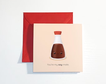 Custom Card – Soya/Soy Sauce Card for Any Occasion | Choose a Pun or Add a Personalised Message | Birthday, Christmas, Anniversary & More