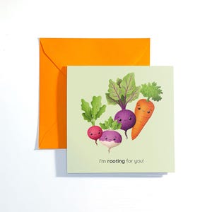Cartão personalizado com vegetais de raiz para qualquer ocasião. Bonito, atrevido ou com um trocadilho personalizado — você escolhe!