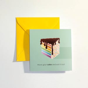 Cartão de bolo arco-íris personalizado para qualquer ocasião. Fofo, atrevido ou com um trocadilho personalizado — você escolhe!