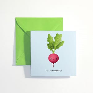 Carte de radis personnalisée pour toutes les occasions. Jeu de mots mignon, impertinent ou personnalisé, à vous de choisir !