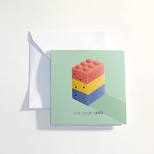 Carta LEGO 3x personalizada para qualquer ocasião. Fofa, divertida ou com um trocadilho personalizado — você escolhe!