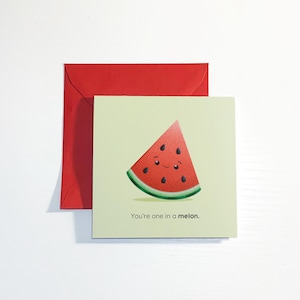 Carte personnalisée pastèque/melon pour toutes les occasions. Jeu de mots mignon, impertinent ou personnalisé, à vous de choisir !