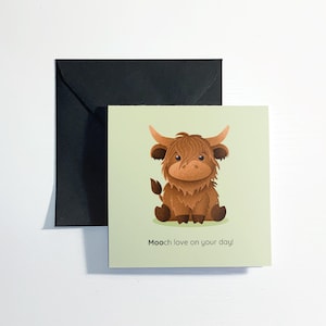 Carte personnalisée vache Highland pour toutes les occasions. Jeu de mots mignon, impertinent ou personnalisé, à vous de choisir !