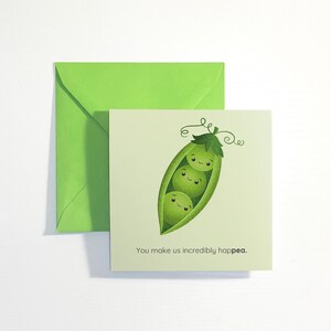 Cartão personalizado com 3 ervilhas para qualquer ocasião. Bonito, atrevido ou com um trocadilho personalizado — você escolhe!