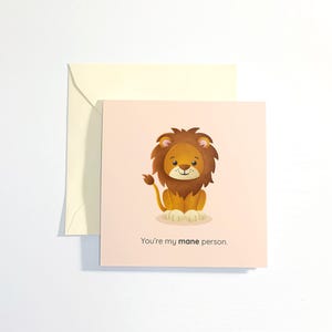 Carte de lion personnalisée pour toutes les occasions. Jeu de mots mignon, impertinent ou personnalisé, à vous de choisir !