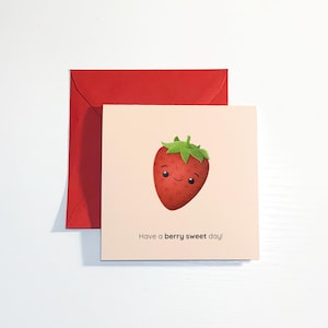 Carte personnalisée fraise/baie rouge pour toutes les occasions. Jeu de mots mignon, impertinent ou personnalisé, à vous de choisir !